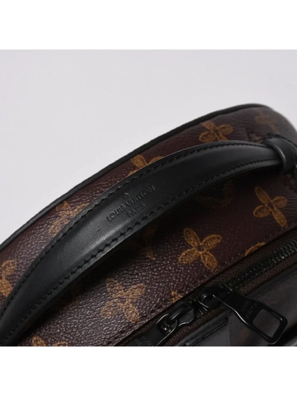 Louis Vuitton Wheel Box Shoulder Bag Monogram Canvas Calfskin Mud Black